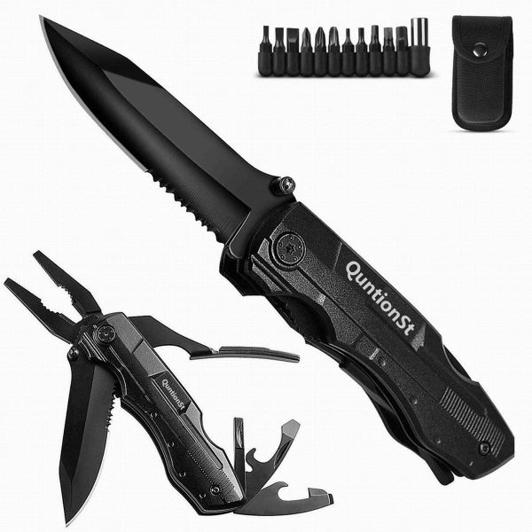 Pocket Multitool with Safety Locking Handy Gifts for Men 12 in 1 Multi Tool with Pliers Knife Bottle Opener Screwdriver Saw Perfect for Outdoor Survival Camping Hiking Simple Repair