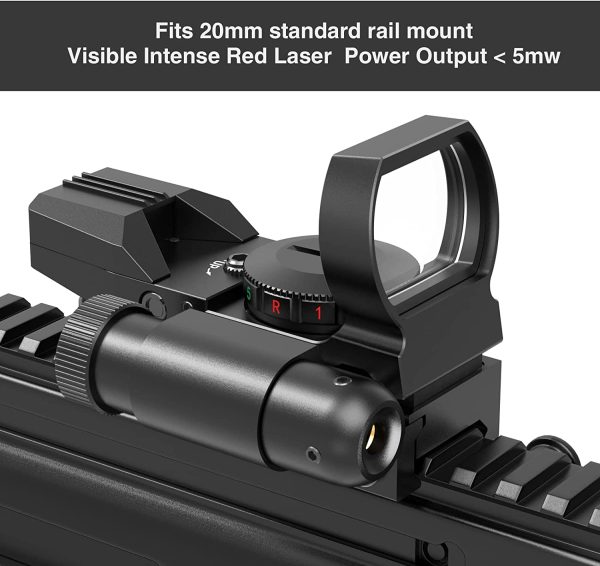 Feyachi RSL-18 Reflex Sight - 4 Reticle Red & Green Dot Sight Optics with Integrated Red La-ser Sight Less Than 5mW Output - Image 3