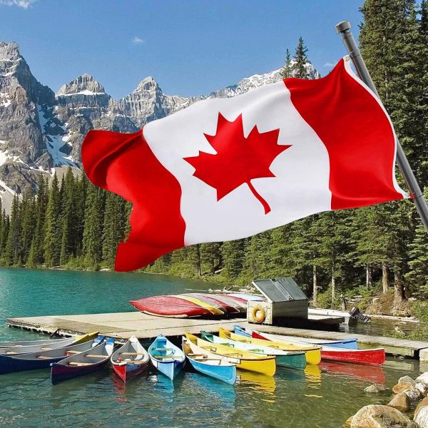 2 Pack Canada Flag, Canadian Flags 3' x 5' Outdoor Screen Printed Maple Leaf, Polyester and Brass Grommets, UV Fade Resistant, Canadian Flag for Indoor Outdoor Home Canada Day Decorations (2 Pack) - Image 3