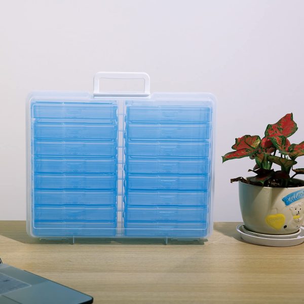 novelinks Photos Organizer 4" x 6" Photo Storage Box with Handle - 16 Inner Photo Cases Photo Box Storage Picture Organizers and Storage (Blue) - Image 6