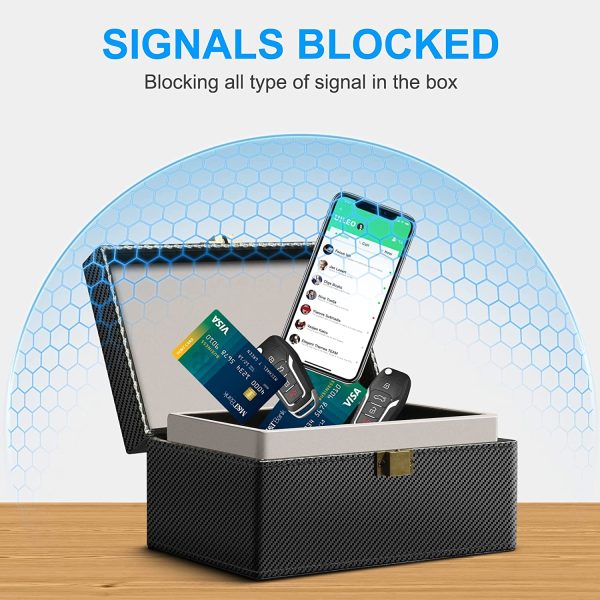 Car Key Signal Blocking Box,Large Faraday Box 17 x 12 x 9cm for Car Keys Phones RFID Blocker Case Car Key Safe Box,Fob Storage Box Keyless Cars Security Anti Theft Large Storage Box - Image 3