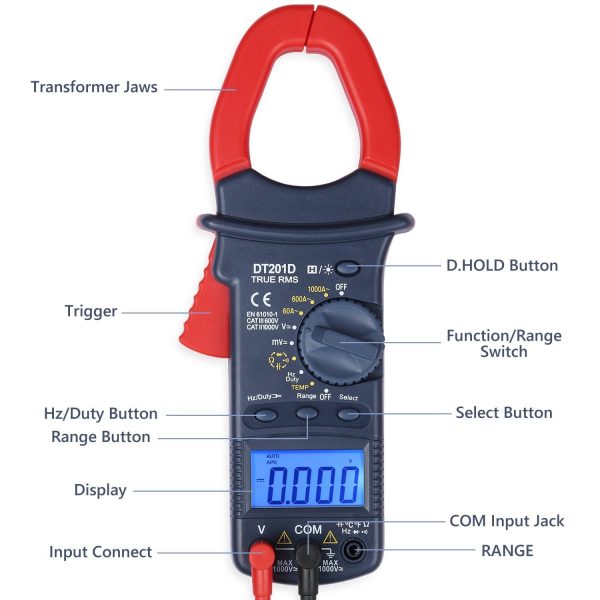 AstroAI Digital Clamp Meter Multimeter Voltage Tester 6000 Counts with Auto Ranging; Measures Volt Meter, AC Current, Resistance, Continuity; Tests Diodes, Red/Black, Gift for Man - Image 6