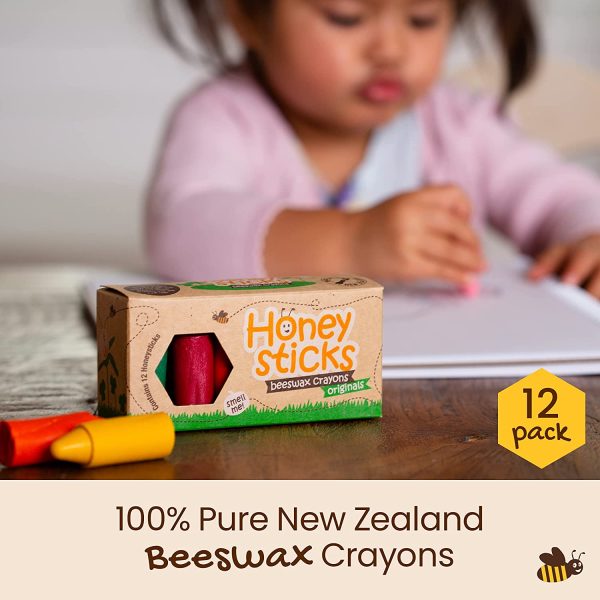 100% Pure Beeswax Crayons Natural, Safe for Toddlers, Kids and Children, Handmade in New Zealand, For 1 Year Plus (12 Pack) - Image 2