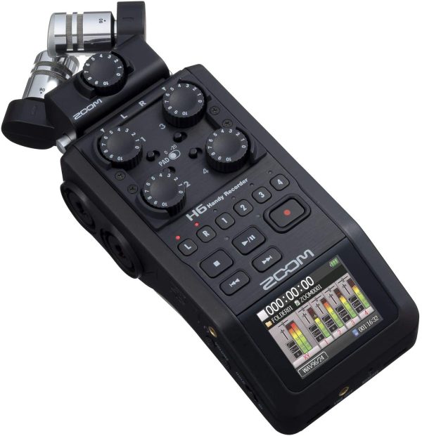 Zoom H6 All Black (2020 Version) 6-Track Portable Recorder, Stereo Microphones, 4 XLR/TRS Inputs, SD Card, USB Audio Interface, Battery Powered - Image 6