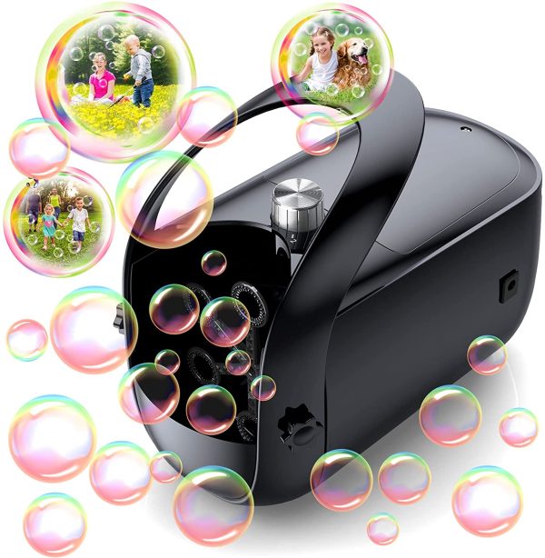 Semai Bubble Machine, Kids Outdoor Toys Portable Automatic Bubble Maker Plug-In & Battery Operated, Upgraded ise-free 4800+ Bubbles/Min Bubble Blower with 2 Speed Modes, Durable Safe Bubble Toy Gift for Kid Children Playing and Indoor Outdoor Party Wedding Social Outing - Image 6