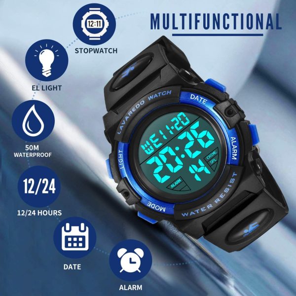 Kid's Watch,Boys Watch Digital Sport Outdoor Multifunction Chronograph LED Waterproof Alarm Calendar Analog Watch for Children with Silicone Band - Image 6