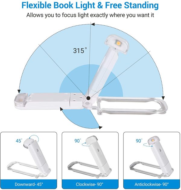 Amber Book Reading Light, USB Rechargeable Book Light for Reading in Bed, Blue Light Blocking, 3 Brightness Levels, LED Clip On Book Lights for Kids, Bookworms - Image 6