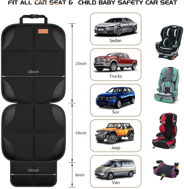 Car Seat Protector, [1 Pack]Smart eLf Large Auto Car Seat Protectors for Child Seats with Thickest Padding and Non-Slip Backing Mesh Pockets for SUV, Sedan, Truck, Leather and Fabric Car Seat - Image 8