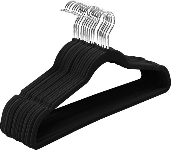 (Pack of 30 Premium Non Slip Velvet Hangers - 360-degree rotatable Hook - Durable & Slim - Coat Hangers - Pant Hangers - Black - Image 5