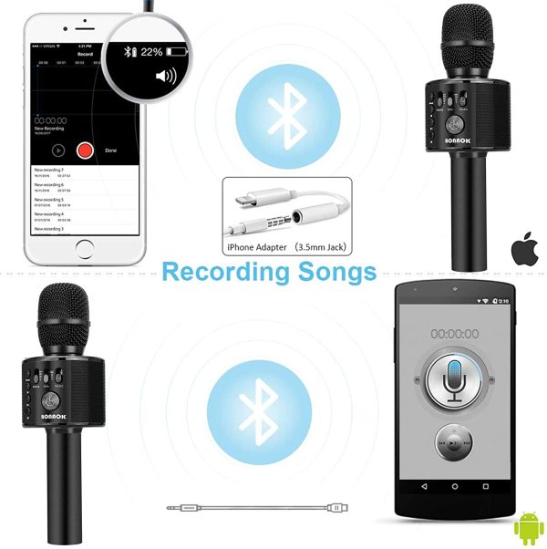 BONAOK Wireless Bluetooth Karaoke Microphone,3-in-1 Portable Handheld Karaoke Mic & Speaker Kids Adult Birthday for All Smartphones Q37 (Black) - Image 5