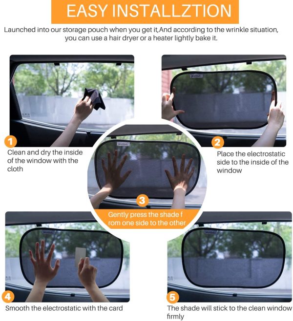 Car Window Shade, Car Sun Shade, Car Window Shade Baby- 21"x14" Cling Sunshade for Side Windows - 80GSM UPF50+ Blocks Sun, Glare and Over 97% of Harmful UV Rays Protection for Baby Children (4 Pack - 2 Transparent and 2 Semi-Transparent)