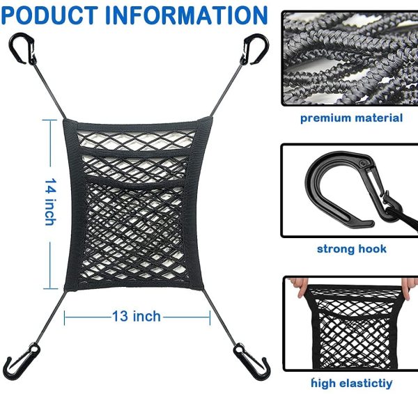 WENOVL 3-Layer Car Mesh Organizer, Seat Back Net Bag, Barrier of Backseat Pet Kids, Cargo Tissue Purse Holder, Driver Storage Netting Pouch