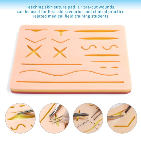 Suture Practice Kit for Suture Training, Including Silicone Suture Pad with 17 Pre-Cut Wounds, Suture Tool kit, Suture Thread and Needle - Image 3