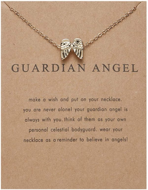 Guardian Angel Necklace for Women Grils - Friendship BFF Necklace for Mom Daughter Aunt Niece Sister Gifts Best Friend Necklaces Long Chain Necklace with Message Card