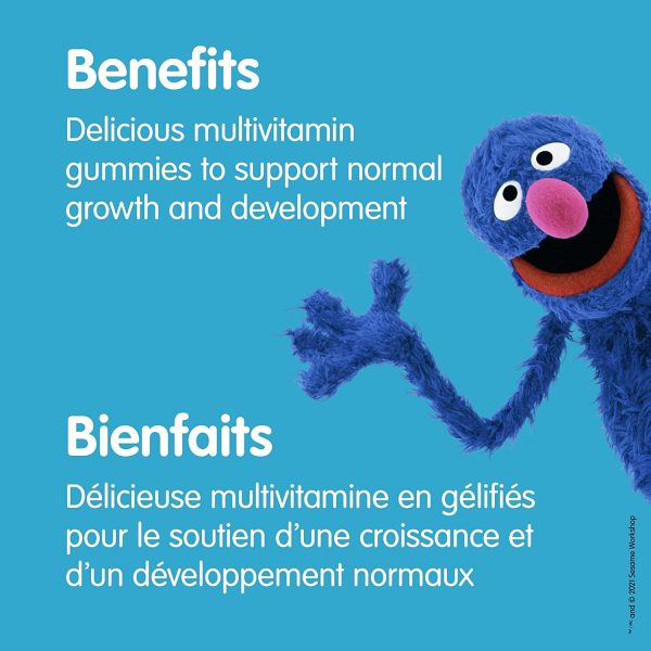 Sesame Street Incredible Power Multi Kids Gummy by Webber Naturals, 180 Gummies, Free of Dairy, Gelatin, Peanut and Gluten, Daily Multivitamin for Children Age 3 and Up