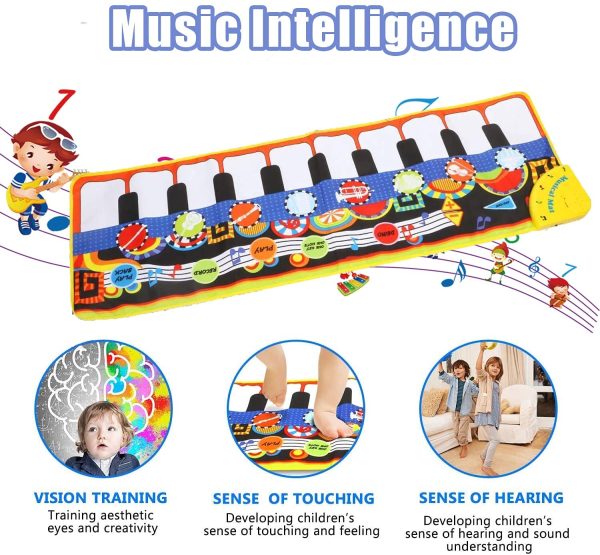 Kids Piano Mat,43*14" Baby Piano Musical Mat Keyboard Music Mat with 8 Instrument Sounds Touch Play Dancing Mat for 1-5 Years Old Kids Girls and Boys - Image 2