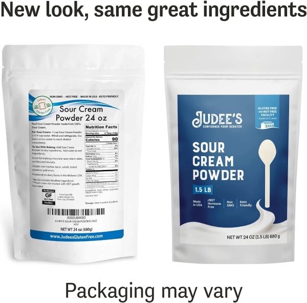 Judee's Sour Cream Powder 0.68KG (1.5 LB) - Made from Real Sour Cream, Non GMO, rBST Hormone Free, Made in USA, Keto Friendly,- Dedicated Gluten & Nut Free Facility - Image 4