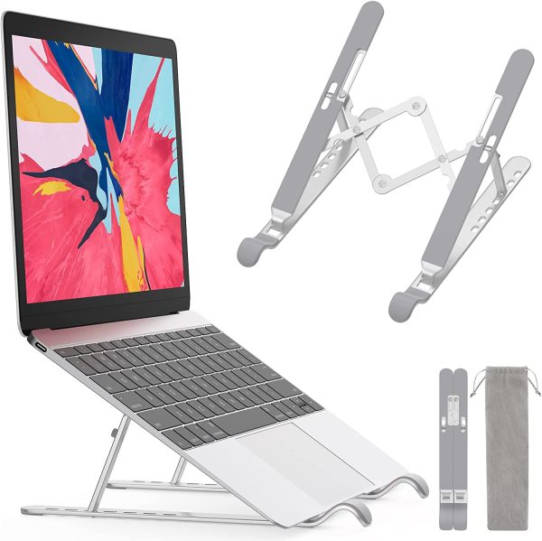 Adjustable Aluminum Laptop Stand for Desk,Ergonomic laptop stand,7-Levels foldable Portable Computer Stand,Laptop Cooling Pad Ventilated Laptops Netbook Tablet Riser Stand Compatible with Laptops Notebook MacBook Pro/Air,Chromebook Dell HP Acer ASUS Lenovo SAMSUNG 10-15.6"Device - Image 2