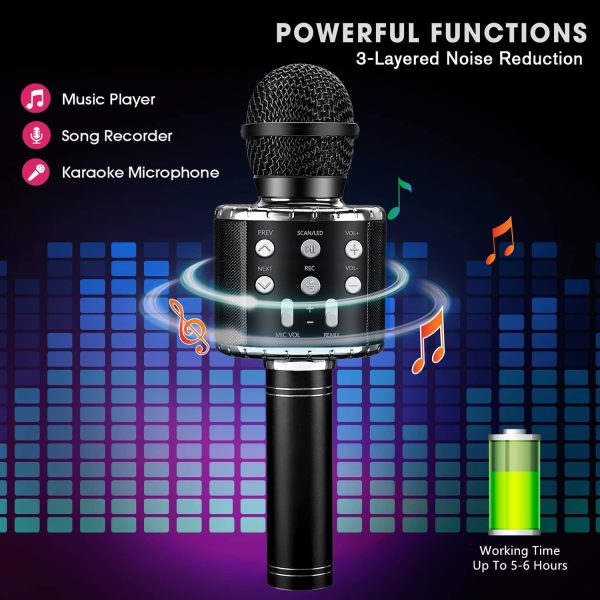 4 in 1 Wireless Handheld Karaoke Microphone, Portable Speaker Karaoke Machine Home KTV Player with Record Function for Android & iOS Devices(Black) - Image 5