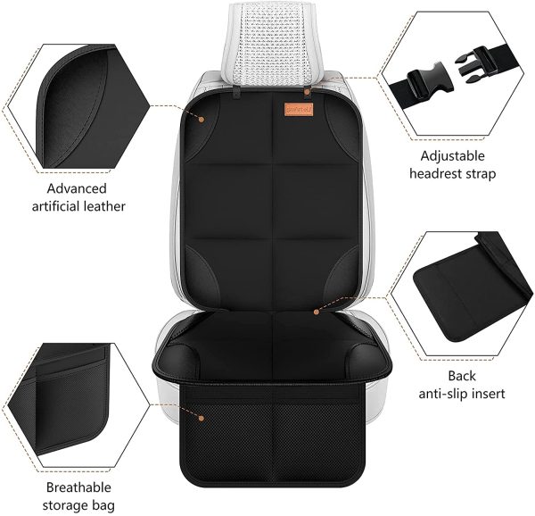 Car Seat Protector, [1 Pack]Smart eLf Large Auto Car Seat Protectors for Child Seats with Thickest Padding and Non-Slip Backing Mesh Pockets for SUV, Sedan, Truck, Leather and Fabric Car Seat - Image 2