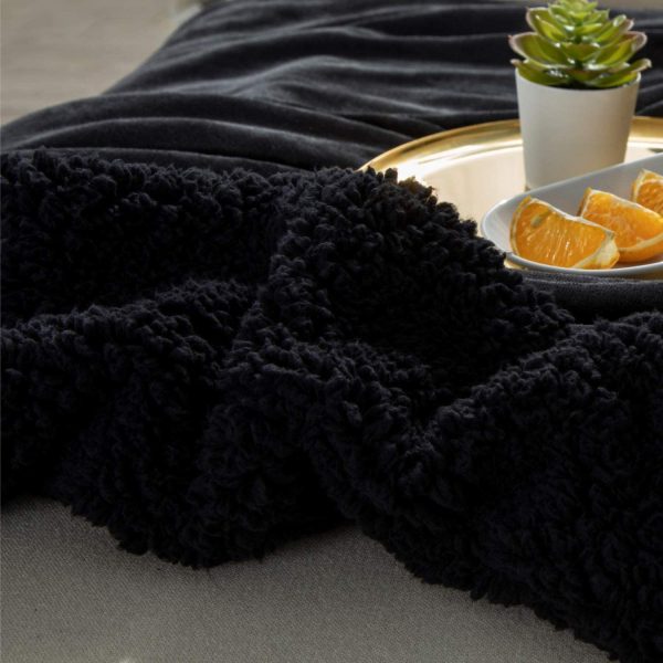 Bedsure Black Blanket Sherpa Throws for Couch Sofa Bed - Fluffy Blanket Plush Throws Fuzzy Soft Blanket Microfiber Warm Cozy Thick Blanket for Winter - Image 4