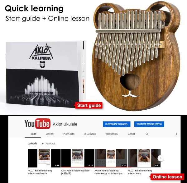 AKLOT Kalimba 17 Keys Thumb Piano Finger Piano Professional African Instrument Solid Wood with Protective Case Online Lesson Tuning Hammer Study Booklet for Kids Adult Gift - Image 4