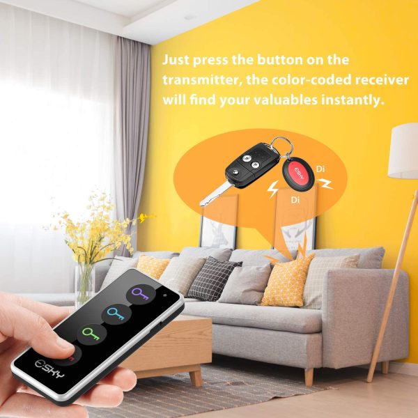 Key Finder,  Wireless RF Item Locator Item Tracker, 1 RF Transmitter and 4 Receivers - Remote Key RF Locator, Pet Tracker Wallet Tracker, Best Gift Idea for Dad - Image 5