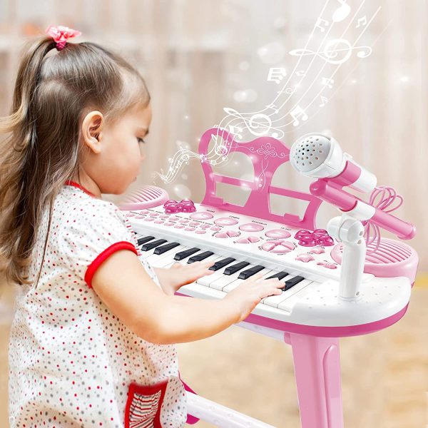 Toddler Piano Toy Keyboard for Kids, 31-Key Electronic Musical Instrument with Microphone, Pink Multifunctional Music&Sound, Educational First Birthday Gift Toys for 3 4 5 6 7 Year Old Girls Boys - Image 2