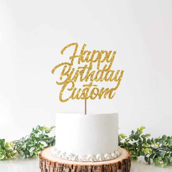 Beaver Fun, Happy Birthday Custom Glitter Cake Topper, Custom Name and Age Birthday Cake Topper, 4"- 8" inch Size Options, Gold Silver Black +13 Available Colors, Custom Birthday Glitter Cake Decoration, Create Your Own Personalized Cake Topping, Happy Birthday Themed Party Decor - Image 3