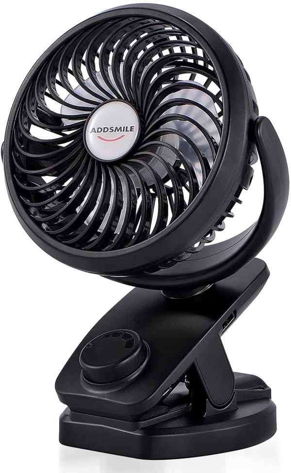 ADDSMILE Battery Operated Clip On Fan Rechargeable Desk Fan for Baby Stroller Car Gym Home Office Outdoor Traveling and Camping Black - Image 5