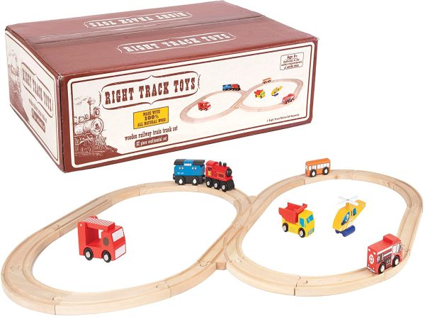 Wooden Train Track 52 Piece Set - 18 Feet of Track Expansion and 5 Distinct Pieces - 100% Compatible with All Major Brands Including Thomas Wooden Railway System - by Right Track Toys - Image 5