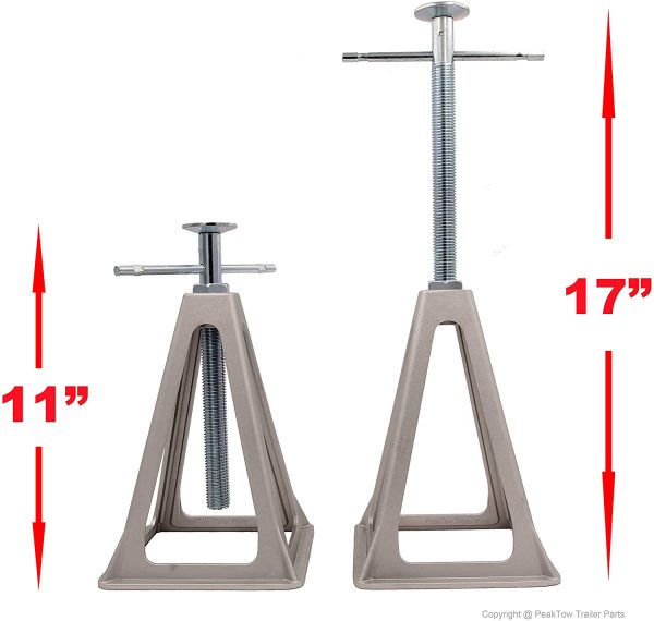 PEAKTOW PTJ0610 RV Trailer Camper Aluminum 6,000 lbs 17??Extends Stabilizer Stacker Jack Stand 4PK - Image 3