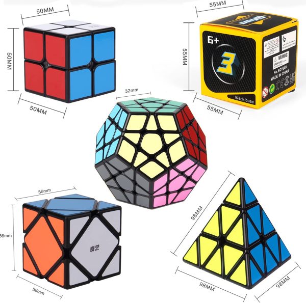 Roxenda Speed Cubes, [ Pack] Speed Cube Set - 2x2x2 3x3x3 Megaminx Skew Pyramid Cube Smooth Magic Cubes Collection Puzzle Boxes Toy - Image 6