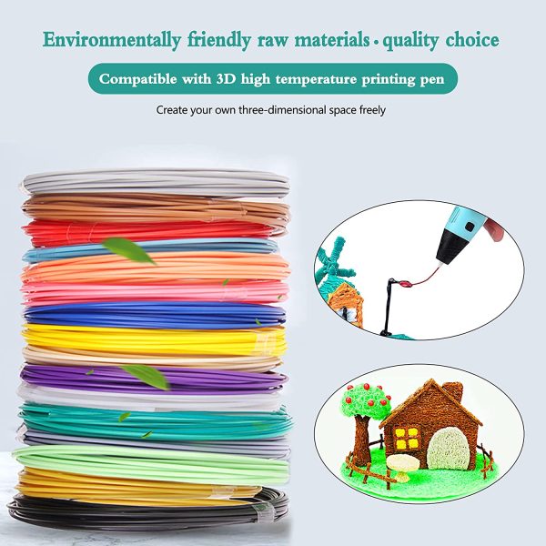 3D Pen Filament Refills 3d printer filament 3D Doodler Pen Kit Filament Refills, Pla filament 1.75mm 12 colores 16.5ft 3D Printer PLA Printing Refills Set, High-Precision Diameter, Non Toxic, No Clog Total 198 Feet - Image 2