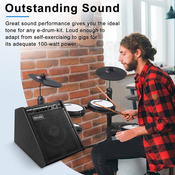 Coolmusic 100W Bluetooth Personal Monitor Electronic Drum Amplifier Dual Channel Speaker with 3-band EQ - Image 7