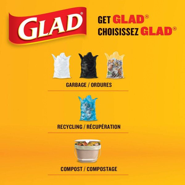 Glad Blue Recycling Bags - Large 90 litres - Forceflex, Drawstring, 24 Trash Bags 24 count