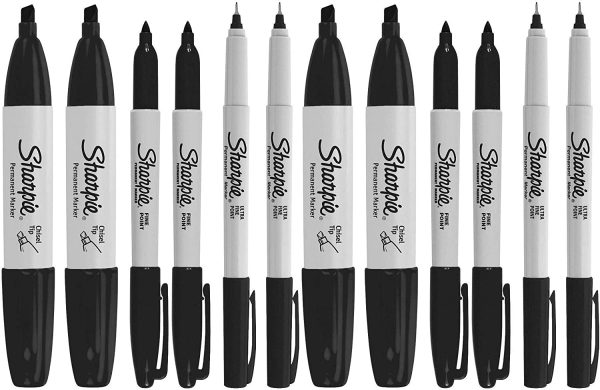 Sharpie s, 6 Pack Assorted Sizes, Ultra Fine Tip, Fine Tip and Chisel Tip s - Black Pack of 2