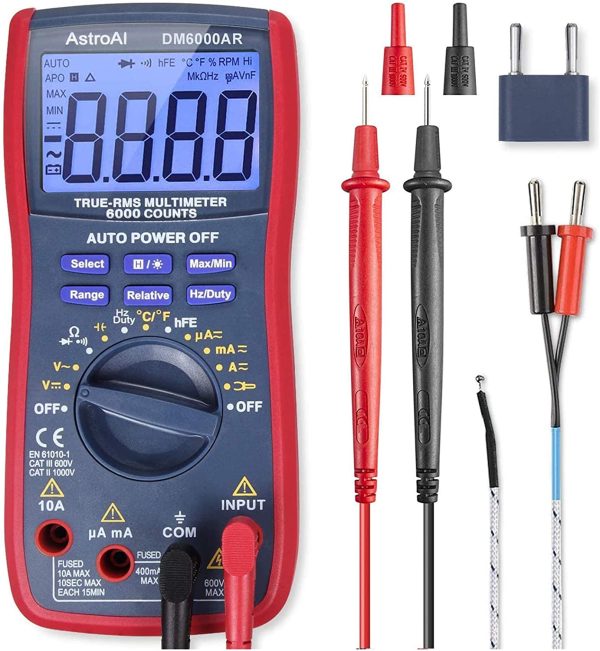 AstroAI Digital Multimeter TRMS 6000 Counts Volt Meter Ohmmeter Auto-Ranging Tester; Accurately Measures Voltage Current Resistance Diodes Continuity Duty-Cycle Capacitance Temperature for Automotive - Image 3