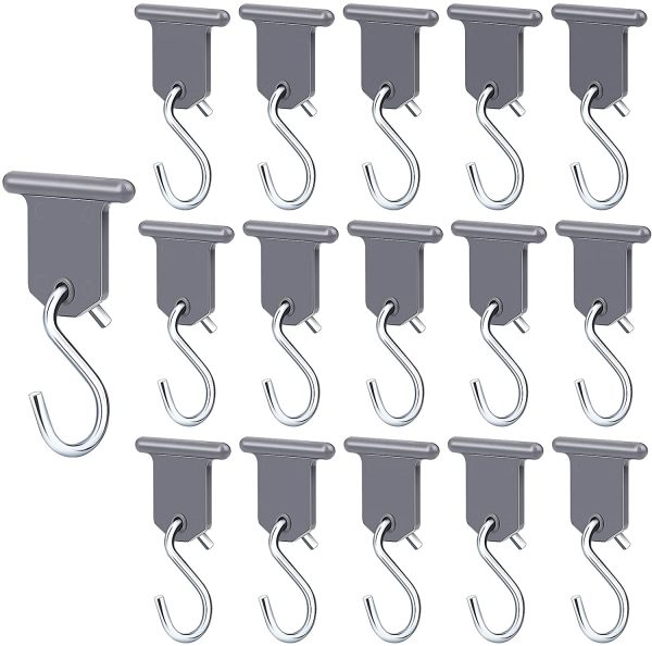 16 Pairs RV Awning Light Holder, Plastic and Metal Camper Awning Hooks S-Shaped RV Party Light Hangers for Outdoor Camping Tent Home Party Light Hangers (Grey) - Image 2