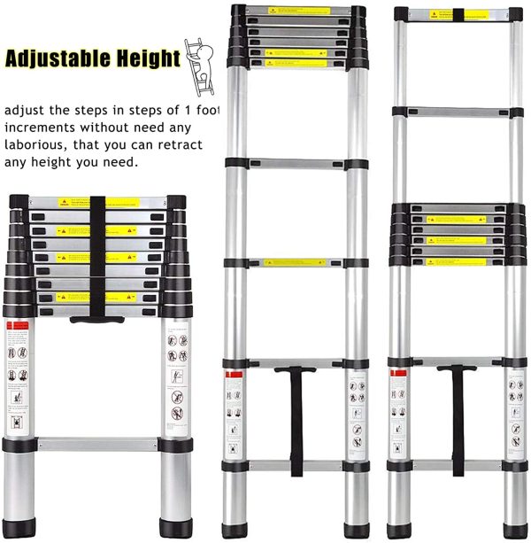 Telescopic Ladder 8.5ft - ARCHOM Aluminum Folding Ladder Collapsible Extendsion Telescoping Ladder for Roof with EN131 Certified 330lbs Max Capacity - Image 4