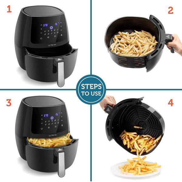 5.8 Quart Air Fryer, Electric Hot Air Fryers Oilless Cooker with 10 Presets, Digital LCD Touch Screen, Nonstick Basket, 1700W, UL Listed (Black) - Image 7