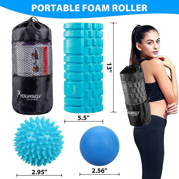 SYOURSELF Foam Roller With Massage Ball -13" x 5.5" for Muscle Massage Eco-friendly EVA, Trigger Point-Deep Tissue, Myofascial Release, Physical Therapy for Pain Relief, Exercise, Yoga, Pilates+Instructions, Carry Bag - Image 5