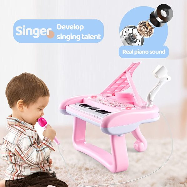 Baby Piano Girls Toy First Birthday Gifts for 1 2 3 Years Old Toddler Keyboard for Kids 12-18 months Musical Instruments with Microphone