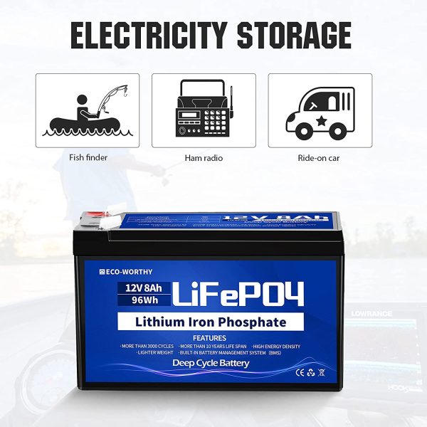 12V 8Ah Rechargeable LiFePO4 Lithium Iron Phosphate Battery with Built-in BMS Protection, Over 3000 Deep Cycle Rechargeable Battery Perfect for Trolling Motor, Kids Scooters, Fishfinder, Lawn Mower - Image 8