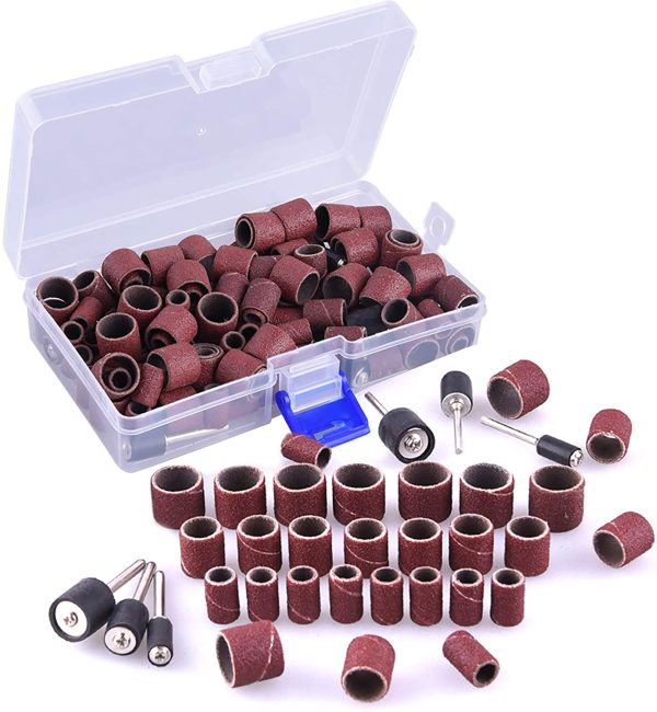 132 Pieces Drum Sander Set with Free Box Including 120 Pieces Nail Sanding Band Sleeves and 12 Pieces Drum Mandrels for Dremel Rotary Tool - Image 2