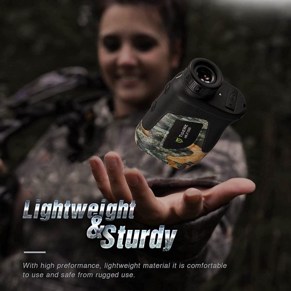 TideWe Hunting Rangefinder with Rechargeable Battery, 700/1000Y Camo Laser Range Finder 6X Magnification, Distance/Angle/Speed/Scan Multi Functional Waterproof Rangefinder with Case - Image 3