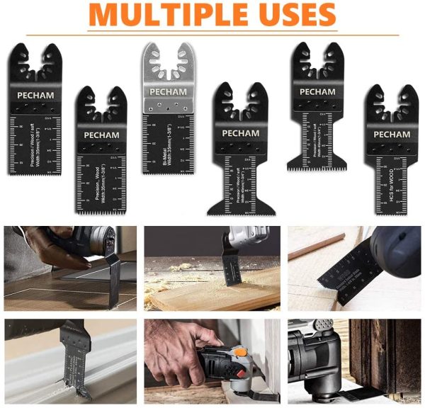 21PCS Universal Wood Metal Oscillating Multitool Quick Release Saw Blades Fit Porter Cable Black & Decker Rockwell Ridgid Ryobi Milwaukee DeWalt Chicago Craftsman - Image 4