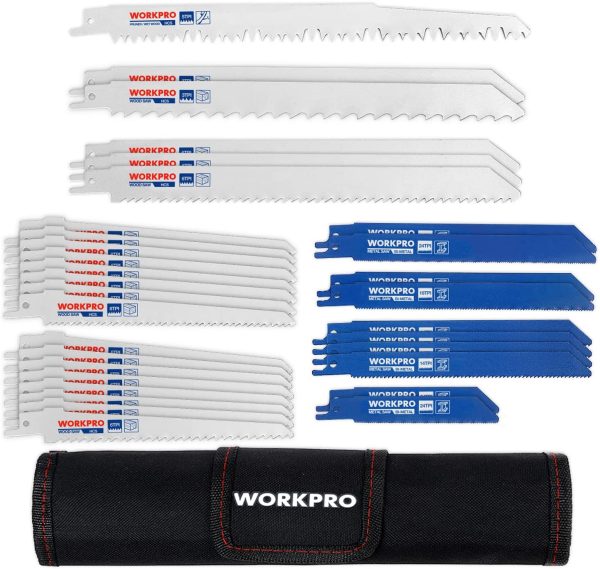 WORKPRO 32-piece Reciprocating Saw Blade Set - Metal/Woodcutting Saw Blades, Pruner Saw Blades with Organizer Pouch