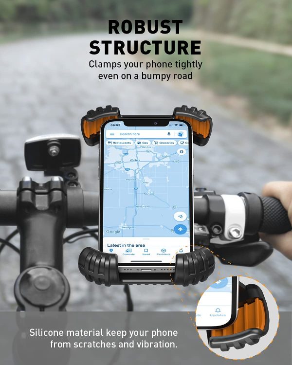 Beemoon Bike Phone Mount - Universal Motorcycle Phone Holder for Handlebars, Anti Shake Bike Cell Phone Holder for iPhone 12 11 Pro Max 9 8 S Samsung S20 S10 Oneplus All 4.7" - 6.8" Devices, Black - Image 6