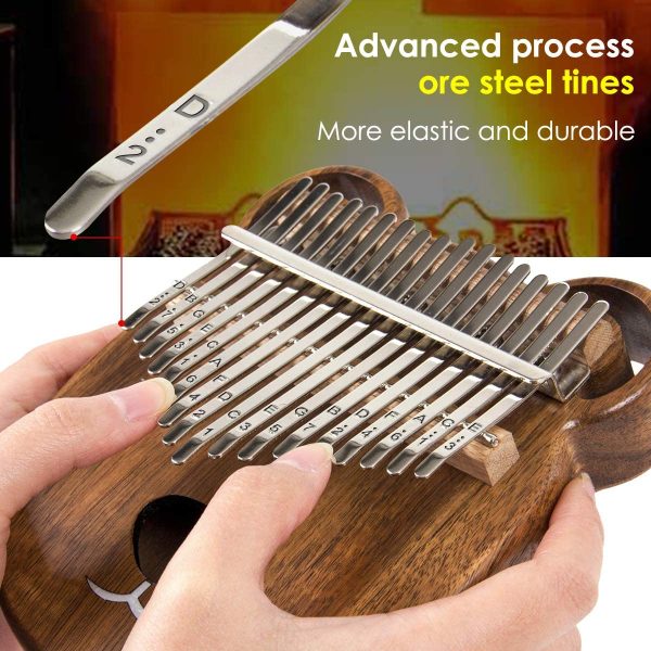 AKLOT Kalimba 17 Keys Thumb Piano Finger Piano Professional African Instrument Solid Wood with Protective Case Online Lesson Tuning Hammer Study Booklet for Kids Adult Gift - Image 5